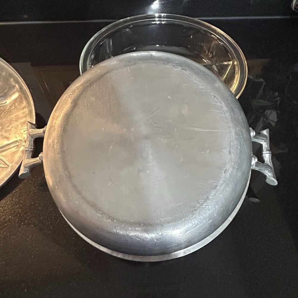 Vintage Everlast Aluminum / Pyrex Tiki Divided Chafing Dish Serving Glass - Picture 13 of 13